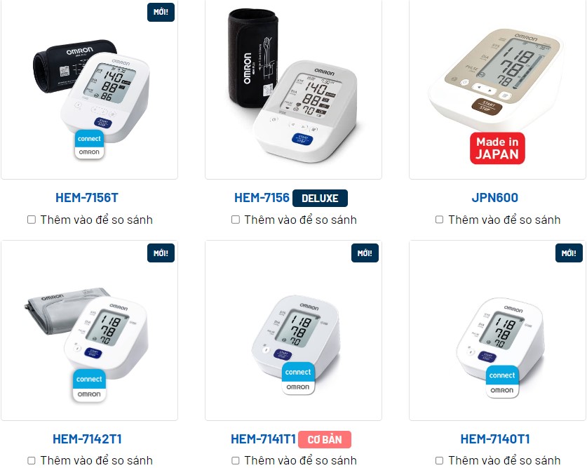 Omron có mấy loại máy đo huyết áp. So sánh các loại máy đo huyết áp omron